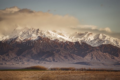 Mountain sunset in the valley